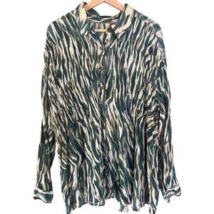 Pilcro by Anthropologie Women’s Animal Print Long Sleeve Button Down Size Large